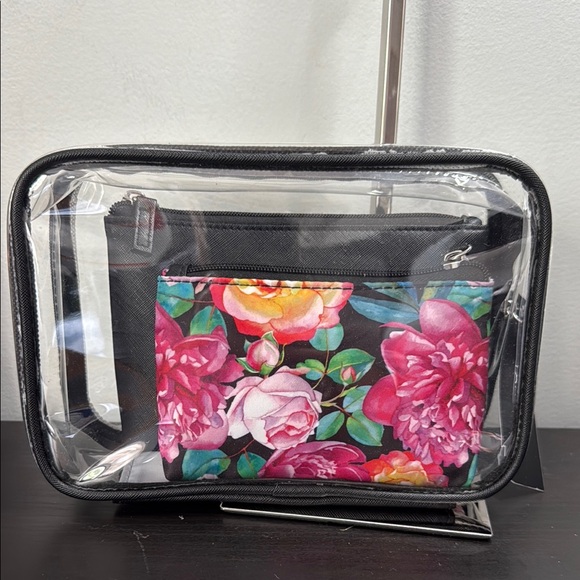 Tahari Black Clear Cosmetic Bag Set - Picture 1 of 4
